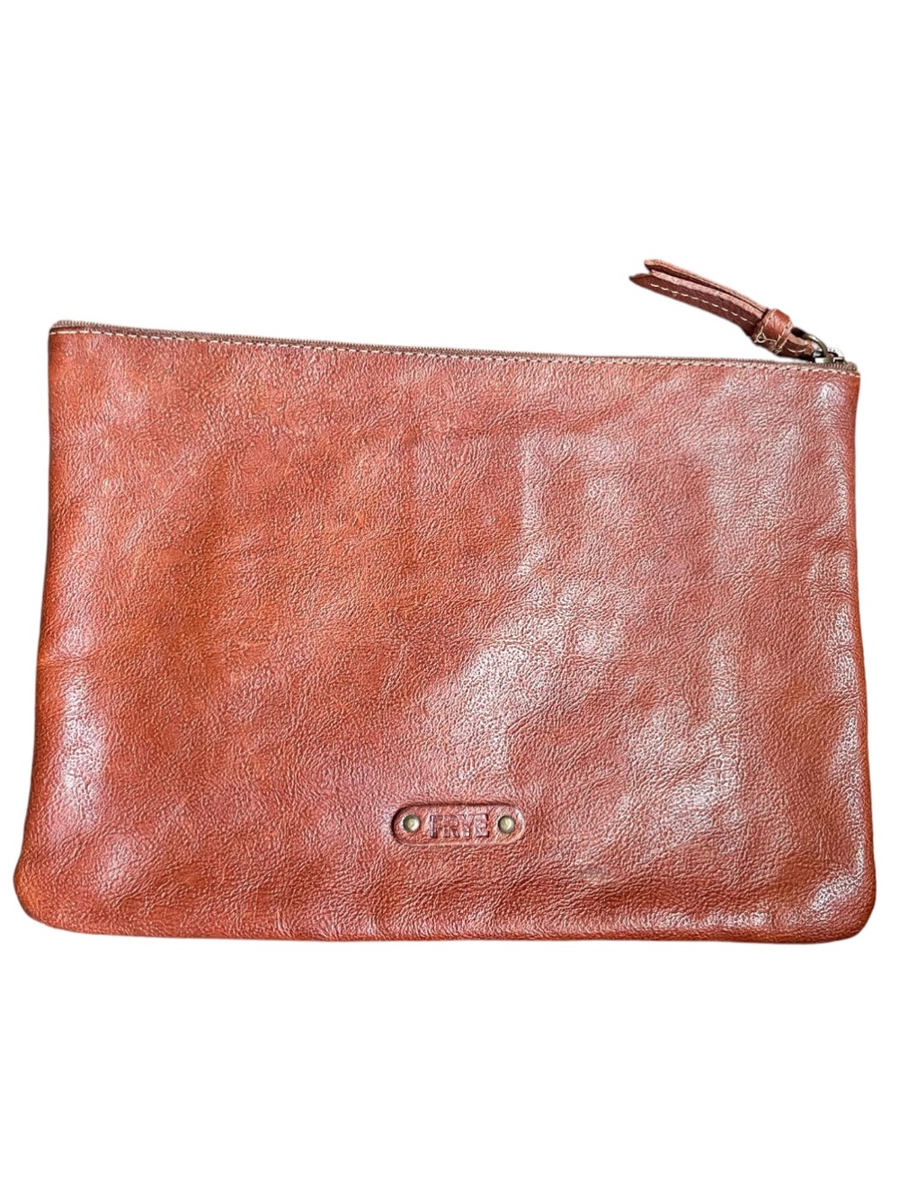 Fry’e Leather Zip Clutch Cognac